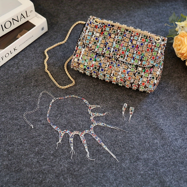 4pcs Luxury Women’s Dinner Clutch Bag with Jewelry – Five-Color PU Handbags with Gold Hardware & Adjustable Strap for Weddings & Formal Events goobingoo