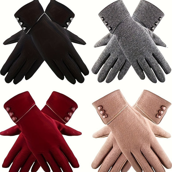 4 Pairs Women’s Winter Touchscreen Gloves – Windproof Fleece Lined Cold Weather Gloves for Phones, Driving & Outdoor Activities goobingoo