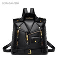 Women’s Moto Jacket Style Backpack – Fashion Versatile Daypack with Zipper Closure & Lined Interior, BORA&YAFISH Brand goobingoo