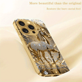 New Luxury Golden Series Phone Case – Diamond Accents & Golden Horse Motif (iPhone Compatible) goobingoo