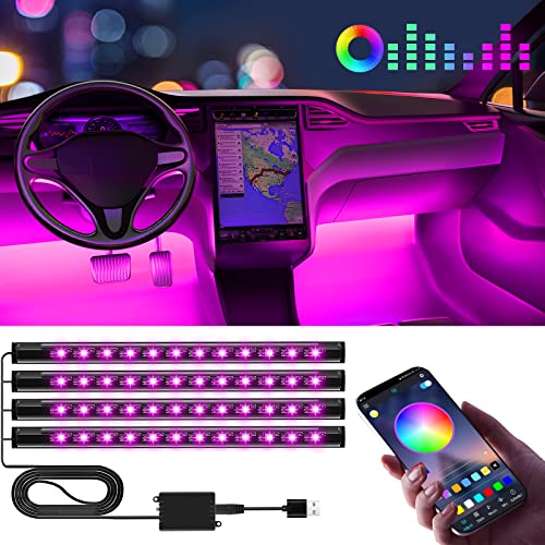 APP Control RGB Car LED Interior Lights USB Music Sync Ambient Kit