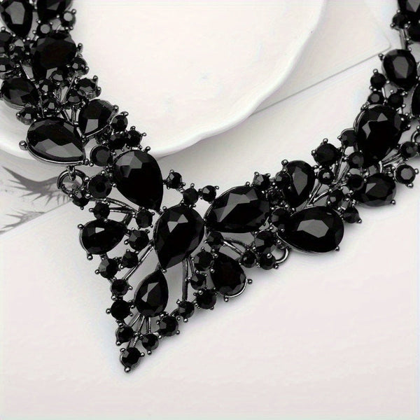 Austrian Crystal Bridal Jewelry Set for Women – Necklace, Earrings, Bracelet & Ring, Wedding Party Costume Accessories, Elegant Gift goobingoo