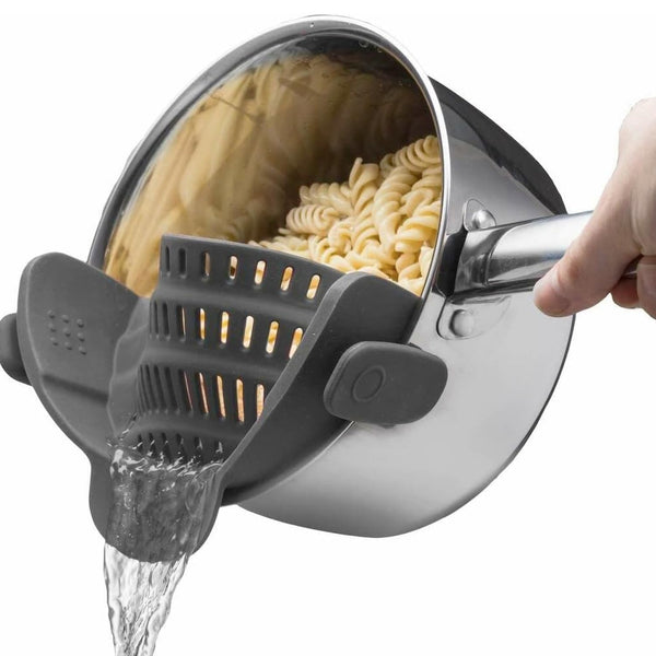 Clip-On Silicone Pot Strainer Heat Resistant Space Saving Kitchen Tool