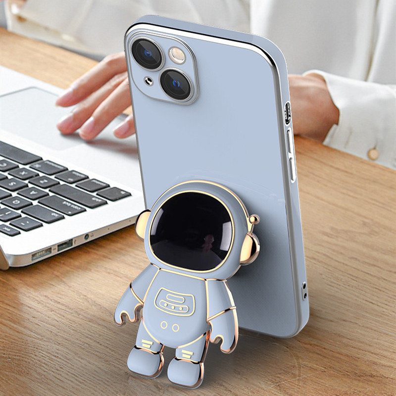 3D Astronaut Anti-Drop Phone Case with Electroplated Stand