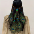 Handmade Peacock Feather Headband – Beaded Hair Accessory for Hippie, Festival & Party Wear goobingoo