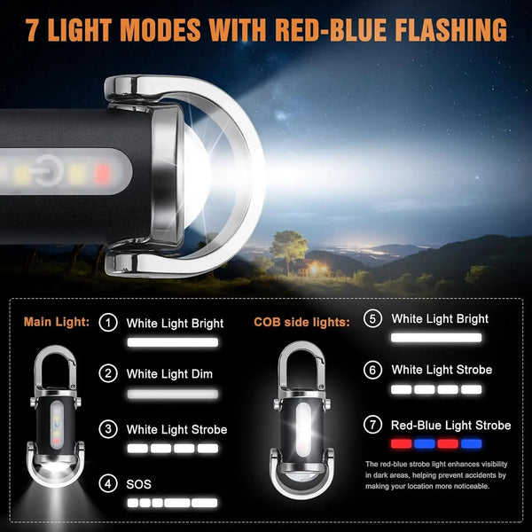 Mini COB LED Keychain Flashlight — USB Rechargeable, Waterproof EDC Light goobingoo
