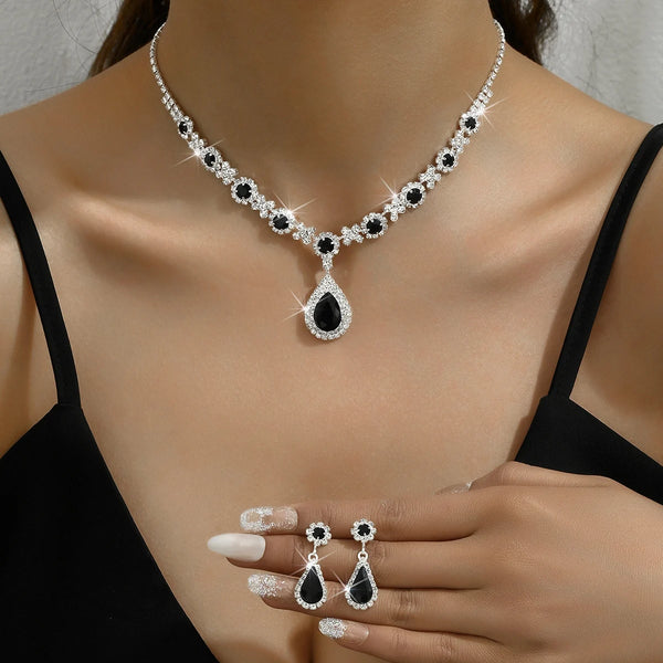 Luxury Crystal Droplet Jewelry Set for Wedding, Bridal & Evening Wear goobingoo