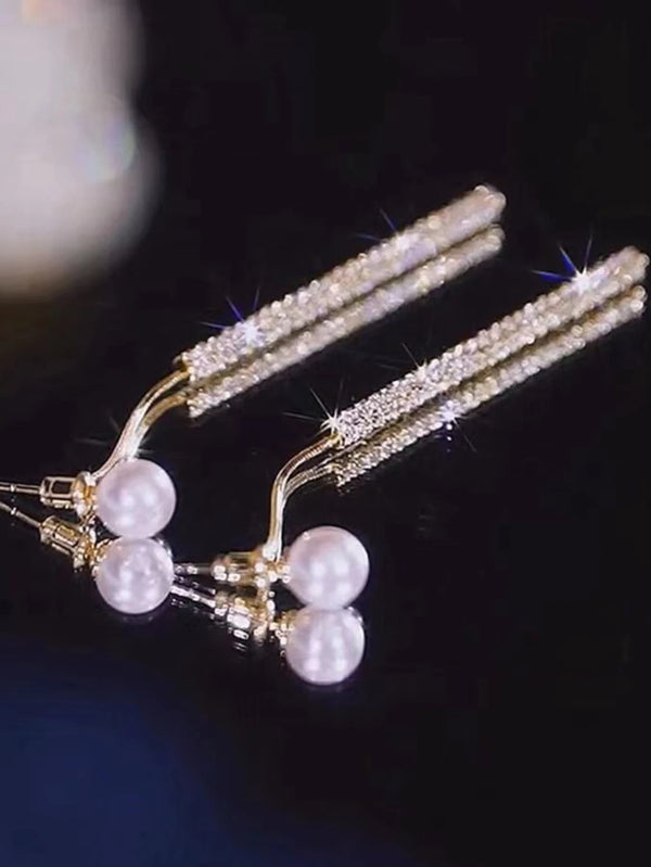 Crystal Pearl Drop Earrings — Elegant Daily Wear