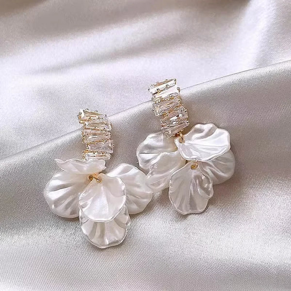 Gold Petal Tassel Earrings Fairy Shell Elegant Drop Jewelry
