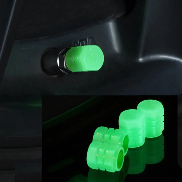 Luminous Tire Valve Caps Glow Wheel Stem Caps for Car & Bike