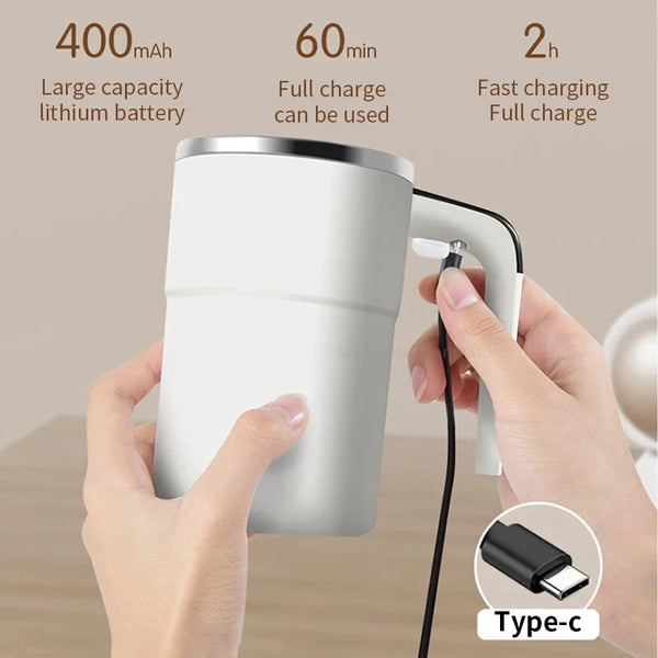 Automatic Self Stirring Mug Rechargeable Coffee Mixer Cup Stainless Steel
