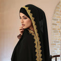 Sophisticated Women’s Islamic Headscarf – Black & Gold Hijab, Soft Stretch Fit, Breathable Muslim Veil for Daily, Casual & Formal Wear goobingoo