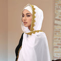 Sophisticated Women’s Islamic Headscarf – Black & Gold Hijab, Soft Stretch Fit, Breathable Muslim Veil for Daily, Casual & Formal Wear goobingoo