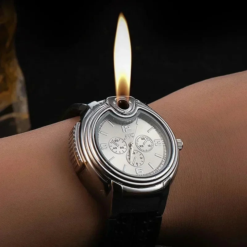 goobingoo, watch lighter, usb lighter, rechargeable lighter, quartz watch, flameless lighter, men multi tool watch, creative novelty gift, cigarette lighter watch, tactical style watch goobingoo