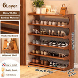 Bamboo Shoe Rack Organizer 3 5 6 Tier Wooden Shoe Storage Shelf for Entryway Front Door Closet Holds 6 15 24 Pairs Space Saving