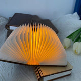 3D LED Book Night Light – USB Rechargeable Magnetic Foldable Wooden Desk Lamp
