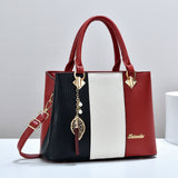 Women’s Colorblock Handbag – Large-Capacity Tote & Shoulder Crossbody Bag, Stylish Commuter & Mom Bag