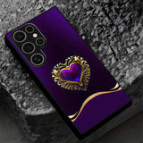 Matte Black Heart-Shaped Tempered Glass Case – Compatible with Samsung Galaxy S24 Series & Previous Models
