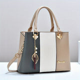 Women’s Colorblock Handbag – Large-Capacity Tote & Shoulder Crossbody Bag, Stylish Commuter & Mom Bag