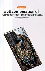 Golden Peacock Glass Phone Case - Samsung