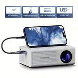 Compact Full HD 4K Video Projector – 720P LCD, USB Compatible, Smartphone & Laptop Ready