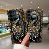 Golden Peacock Glass Phone Case - Samsung
