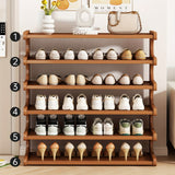 Bamboo Shoe Rack Organizer 3 5 6 Tier Wooden Shoe Storage Shelf for Entryway Front Door Closet Holds 6 15 24 Pairs Space Saving
