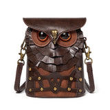 Women’s Medieval Steampunk Owl Mini Crossbody Bag – Studded Buckle Shoulder Bag for Renaissance Fairs