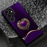 Matte Black Heart-Shaped Tempered Glass Case – Compatible with Samsung Galaxy S24 Series & Previous Models