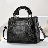 Chic crocodile pattern women’s shoulder bag with adjustable strap and zipper closure. Stylish crossbody purse perfect for casual or formal occasions.