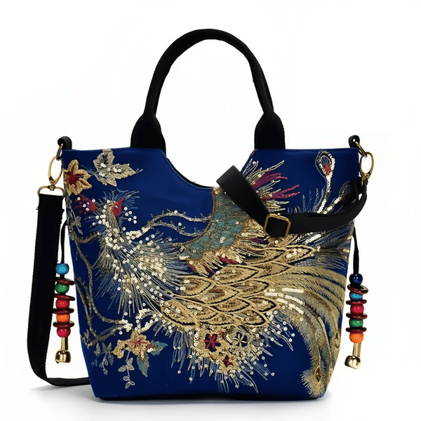 Women’s Peacock Embroidered Shoulder Bag – Portable Diagonal Satchel Handbag & Purse with Elegant Peacock Design goobingoo
