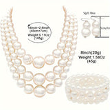 goobingoo Bohemian Multi-Layer Faux Pearl Jewelry Set - Statement Necklace, Bracelet & Earrings