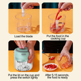 Mini Electric Garlic Chopper USB Rechargeable Food Processor