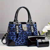 3pcs Women’s Handbag Set – Large Capacity Leopard Print Bags with Adjustable Crossbody & One-Shoulder Straps, Work, Party & Christmas Gift Set
