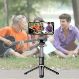 40" retractable selfie stick tripod with wireless remote and 360° rotation. Stable anti-shake design ideal for travel, vlogs, live streaming, iPhone & Android.