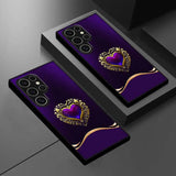 Matte Black Heart-Shaped Tempered Glass Case – Compatible with Samsung Galaxy S24 Series & Previous Models