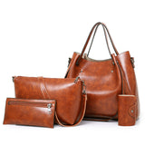 Women Retro 4pcs Handbag Set Large Tote Shoulder Crossbody Purse Bag