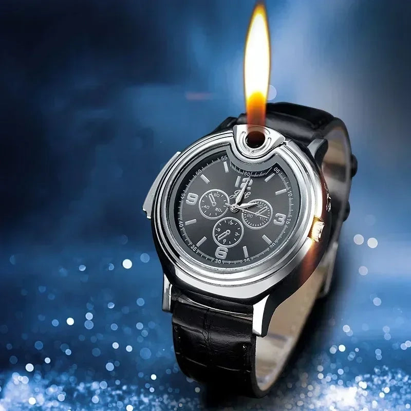 goobingoo, watch lighter, usb lighter, rechargeable lighter, quartz watch, flameless lighter, men multi tool watch, creative novelty gift, cigarette lighter watch, tactical style watch goobingoo