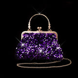Purple Sequin Evening Clutch & Jewelry Set - 5pc