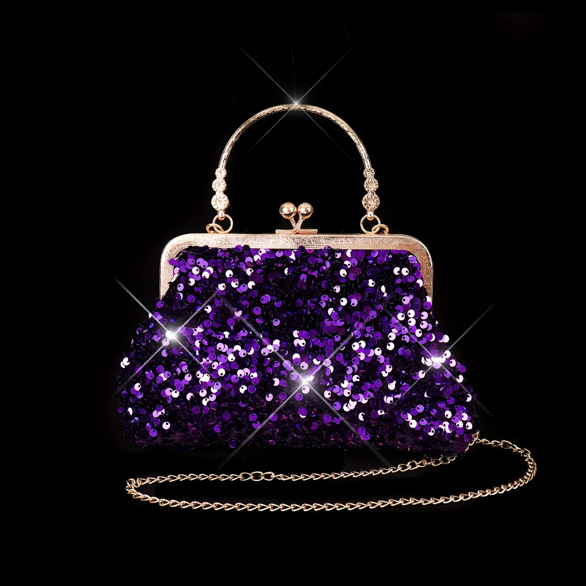 5-Piece Women’s Sequin Evening Clutch & Jewelry Set – Crossbody Dinner Bag with Necklace, Earrings, Bracelet & Ring goobingoo