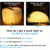3D LED Book Night Light – USB Rechargeable Magnetic Foldable Wooden Desk Lamp