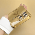 High-End Business Fashion Gold-Plated Tempered Glass Phone Case – Straight-Edge Minimalist Design (iPhone Compatible) goobingoo