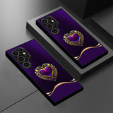Matte Black Heart-Shaped Tempered Glass Case – Compatible with Samsung Galaxy S24 Series & Previous Models