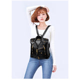 Women’s Moto Jacket Style Backpack – Fashion Versatile Daypack with Zipper Closure & Lined Interior, BORA&YAFISH Brand