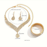 Sunflower Rhinestone Clutch & Jewelry Set - 4pc