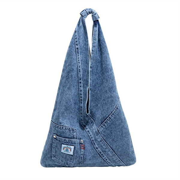 Vintage Denim Tote Bag for Women – Bohemian Shoulder Handbag with Pockets for Travel & Work goobingoo