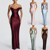 goobingoo Off-Shoulder Satin Bodycon Dress