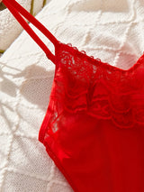 Women’s Sexy Lace See-Through Pajama Set – V-Neck with Flared Sleeves, Romantic Nightwear & Charming Homewear for Intimate Occasions