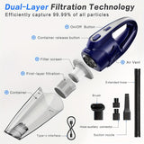 6000PA Cordless Car Vacuum Cleaner – Handheld Portable with 2000mAh Battery & 5 Accessories
