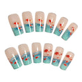 48pcs 3D Goldfish Floral Press-On Nails – Medium Square Glossy Fake Nails with Jelly Glue & Nail File, Summer Nail Art Set for Women goobingoo